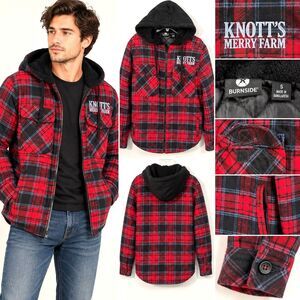 Burnside Knott’s Merry Farm Plaid Quilted Hooded Flannel Jacket Men S Red